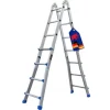 PROREGAL Sprossen-Mehrzweckleiter APOLLO 3-In-1 Aluminiumleiter 4x4 Sprossen Bis Zu 4 M Höhe 150 kg Traglast Silber Klappleiter Stehleiter