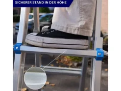 PROREGAL Sprossen-Mehrzweckleiter APOLLO 3-In-1 Aluminiumleiter 4x4 Sprossen Bis Zu 4 M Höhe 150 kg Traglast Silber Klappleiter Stehleiter