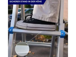 PROREGAL Sprossen-Mehrzweckleiter APOLLO 3-In-1 Aluminiumleiter 4x5 Sprossen Bis Zu 5 M Höhe 150 kg Traglast Silber Klappleiter Stehleiter