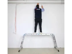 PROREGAL Sprossen-Mehrzweckleiter MULTISTEP mit Gerüstplattform Aluminium 4x3 Sprossen bis zu 3,6 m Höhe Traglast 150kg