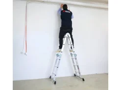 PROREGAL Sprossen-Mehrzweckleiter MULTISTEP mit Gerüstplattform Aluminium 4x3 Sprossen bis zu 3,6 m Höhe Traglast 150kg