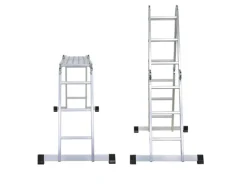 PROREGAL Sprossen-Mehrzweckleiter MULTISTEP mit Gerüstplattform Aluminium 4x3 Sprossen bis zu 3,6 m Höhe Traglast 150kg