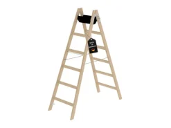 PROREGAL Sprossen-Stehleiter Holz 2 x 6 Sprossen