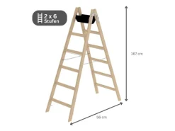 PROREGAL Sprossen-Stehleiter Holz 2 x 6 Sprossen
