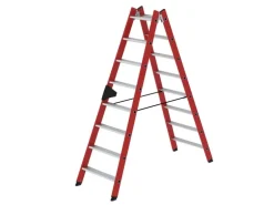 PROREGAL Stufen-Stehleiter Beidseitig Begehbar GFK & Alu 2 x 8 Stufen