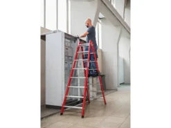 PROREGAL Stufen-Stehleiter Beidseitig Begehbar GFK & Alu 2 x 8 Stufen