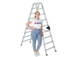 PROREGAL Stufen-Stehleiter Beidseitig Begehbar 2 x 9 Stufen