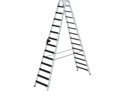 PROREGAL Stufen-Stehleiter Beidseitig Begehbar mit Clip-Step Relax 2 x 14 Stufen