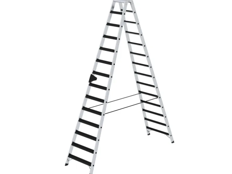 PROREGAL Stufen-Stehleiter Beidseitig Begehbar mit Clip-Step Relax 2 x 14 Stufen