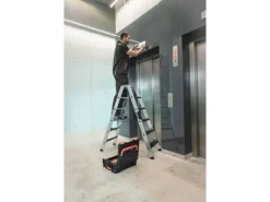 PROREGAL Stufen-Stehleiter Beidseitig Begehbar mit Clip-Step Relax 2 x 14 Stufen