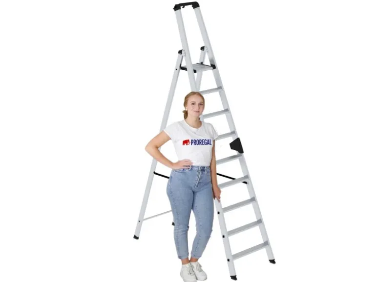 PROREGAL Stufen-Stehleiter Einseitig Begehbar 9 Stufen