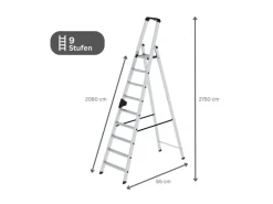 PROREGAL Stufen-Stehleiter Einseitig Begehbar 9 Stufen