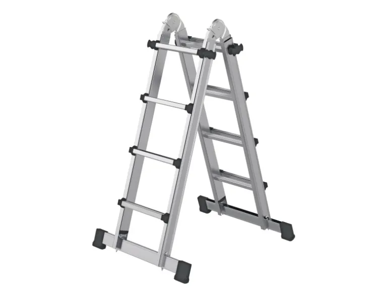 PROREGAL Teleskopleiter 4-Teilig mit Traverse 4 x 4 Sprossen