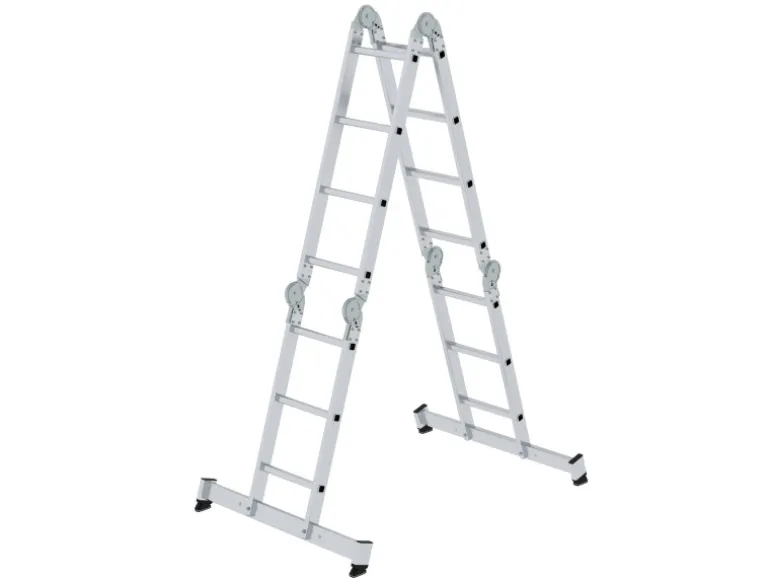 PROREGAL Vielzweckleiter 4-Teilig mit Traverse 2 x 3 & 2 x 4 Sprossen