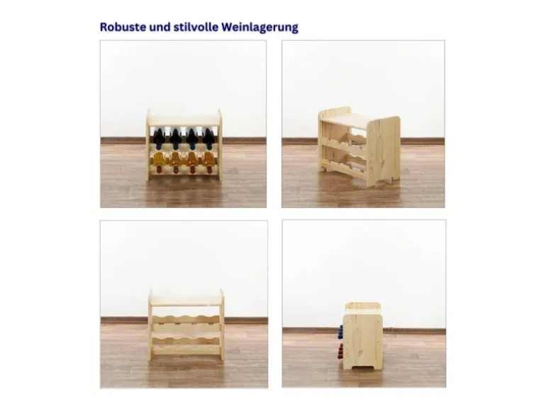 PROREGAL Weinregal Pinotwine C HxBxT 36 x 44 x 26,5 cm 8 Flaschen Massives Kiefernholz Braun Geölt