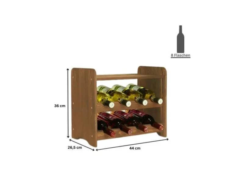 PROREGAL Weinregal Pinotwine C HxBxT 36 x 44 x 26,5 cm 8 Flaschen Massives Kiefernholz Braun Geölt