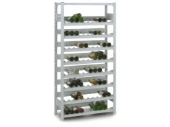 PROREGAL Weinregal Stecksystem T-Profil Grundregal HxBxT 200 x 130 x 30 cm Fachlast 35 kg 8 Ebenen Für 200 Flaschen Lichtgrau