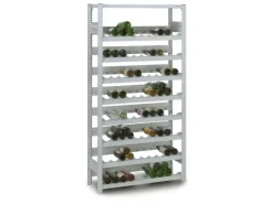 PROREGAL Weinregal Stecksystem T-Profil Grundregal HxBxT 200 x 100 x 30 cm Fachlast 35 kg 8 Ebenene Für 152 Flaschen Lichtgrau