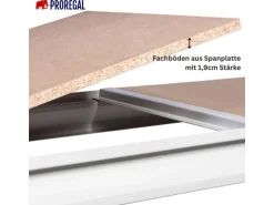 PROREGAL Weitspannregal Maximus Pro Grundregal HxBxT 250 x 200 x 50 cm 2 Ebenen Spanplatten Fachboden Fachlast 690 kg Lichtblau & Lichtgrau