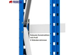 PROREGAL Weitspannregal Maximus Pro Grundregal HxBxT 450 x 250 x 100 cm 6 Ebenen Spanplatten Fachboden Fachlast 530 kg Lichtblau & Lichtgrau
