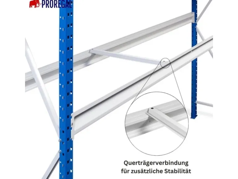 PROREGAL Weitspannregal Maximus Pro Grundregal HxBxT 450 x 250 x 100 cm 6 Ebenen Spanplatten Fachboden Fachlast 530 kg Lichtblau & Lichtgrau