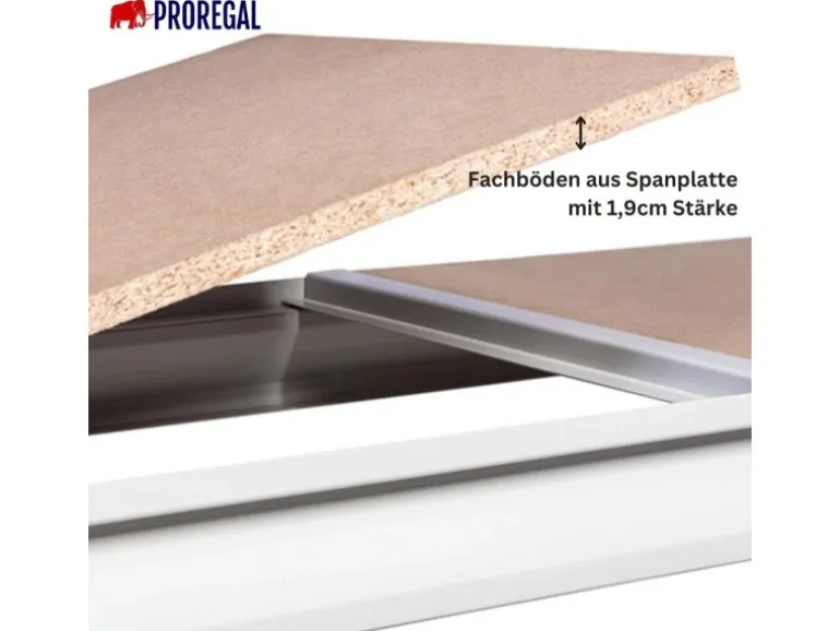 PROREGAL Weitspannregal Maximus Pro Grundregal HxBxT 250 x 260 x 50 cm 2 Ebenen Spanplatten Fachboden Fachlast 490 kg Lichtblau & Lichtgrau