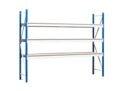 PROREGAL Weitspannregal Maximus Pro Grundregal HxBxT 400 x 250 x 120 cm 4 Ebenen Spanplatten Fachboden Fachlast 530 kg Lichtblau & Lichtgrau