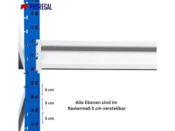 PROREGAL Weitspannregal Maximus Pro Grundregal HxBxT 200 x 200 x 60 cm 4 Ebenen Spanplatten Fachboden Fachlast 690 kg Lichtblau & Lichtgrau