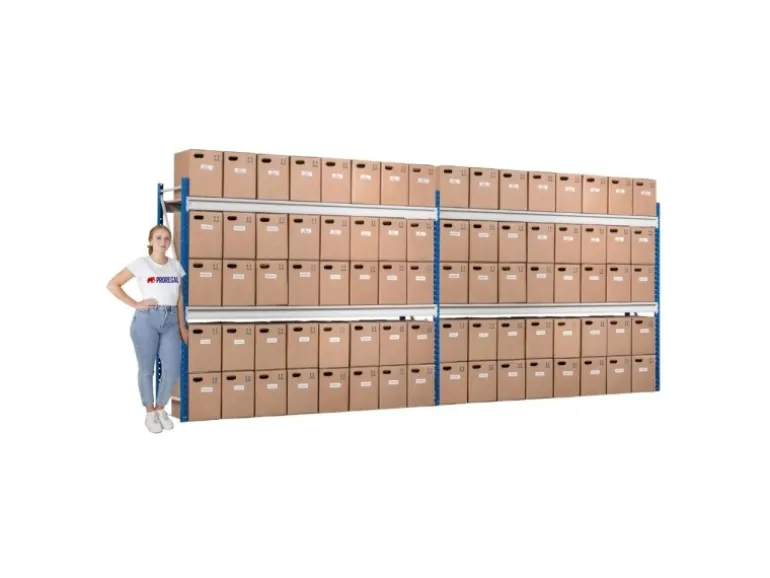 PROREGAL Weitspannregal Maximus Pro Grundregal HxBxT 200 x 200 x 60 cm 4 Ebenen Spanplatten Fachboden Fachlast 690 kg Lichtblau & Lichtgrau
