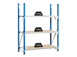 PROREGAL Weitspannregal Maximus Grundregal HxBxT 200 x 200 x 40 cm 7 Ebenen Spanplatten Fachboden Fachlast 400 kg Lichtblau & Lichtgrau