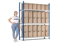 PROREGAL Weitspannregal Maximus Grundregal HxBxT 200 x 200 x 40 cm 7 Ebenen Spanplatten Fachboden Fachlast 400 kg Lichtblau & Lichtgrau
