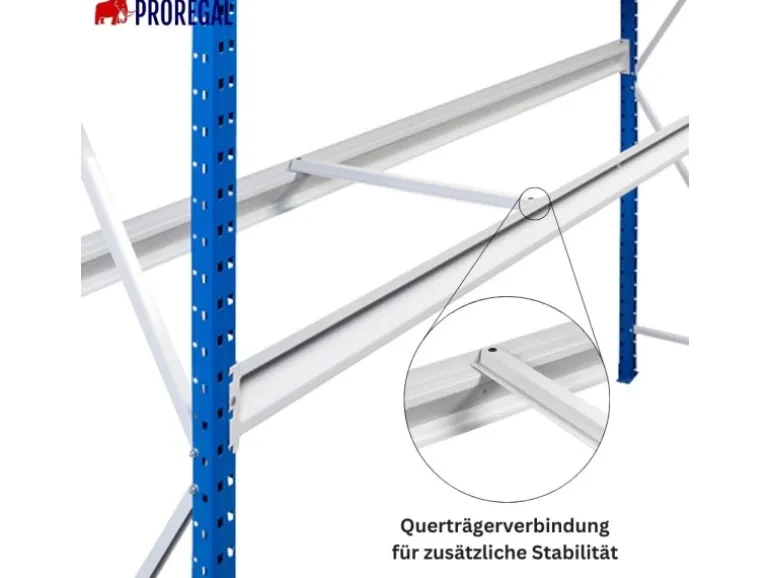 PROREGAL Weitspannregal Maximus Grundregal HxBxT 200 x 200 x 40 cm 7 Ebenen Spanplatten Fachboden Fachlast 400 kg Lichtblau & Lichtgrau