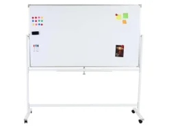 Proregal Whiteboard HxBxT 186x186x56 cm Mobil Rollbar Inkl. Zubehör Magnettafel Memoboard Pinnwand