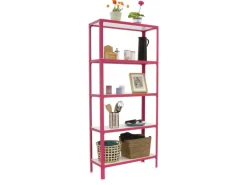 PROREGAL Wohnregal Living Koala Wood mit 5 Fachböden HxBxT 180 x 100 x 30 cm Fachlast 150 kg Rosa/Weiß