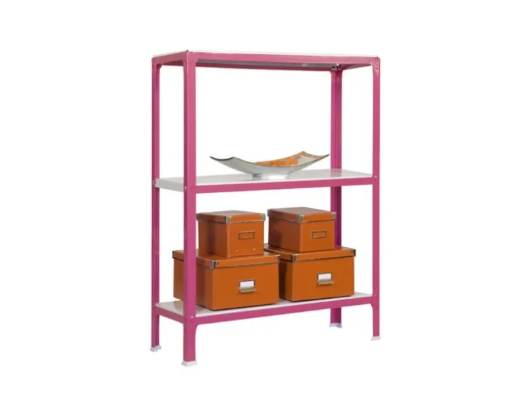 PROREGAL Wohnregal Living Koala Metal mit 3 Fachböden HxBxT 90 x 80 x 40 cm Fachlast 150 kg Rosa/Weiß