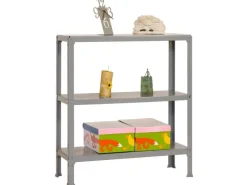 PROREGAL Wohnregal Living Koala Metal mit 3 Fachböden HxBxT 90 x 80 x 30 cm Fachlast 150 kg Grau/Grau