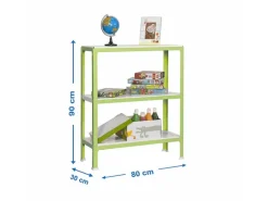 PROREGAL Wohnregal Living Koala Metal mit 3 Fachböden HxBxT 90 x 80 x 30 cm Fachlast 150 kg Grün/Weiß