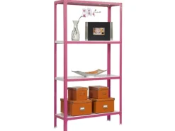 PROREGAL Wohnregal Living Koala Metal mit 4 Fachböden HxBxT 160 x 100 x 30 cm Fachlast 150 kg Rosa/Weiß