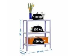 PROREGAL Wohnregal Living Koala Metal mit 3 Fachböden HxBxT 90 x 80 x 40 cm Fachlast 150 kg Lila/Weiß