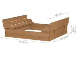 roba Sandkasten in Natur aus Holz mit Sitzbank Klappbar