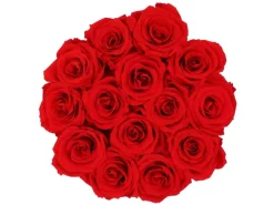 Rosenbox Ø 19 cm Schwarz mit Schleife und 14 Roten Rosen