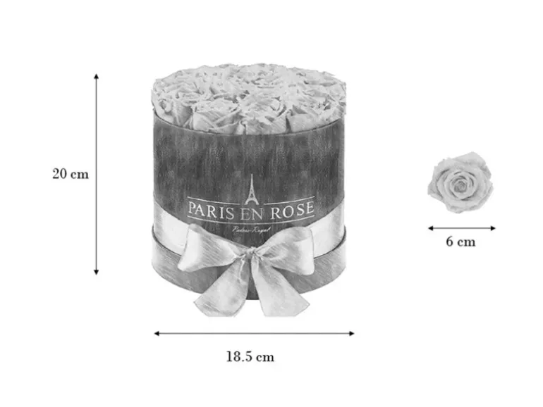Rosenbox Ø 19 cm Schwarz mit Schleife und 14 Roten Rosen
