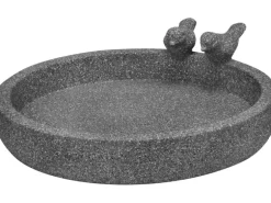 Runde Vogeltränke aus Zement Ø 32 cm x 8 cm Dunkelgrau