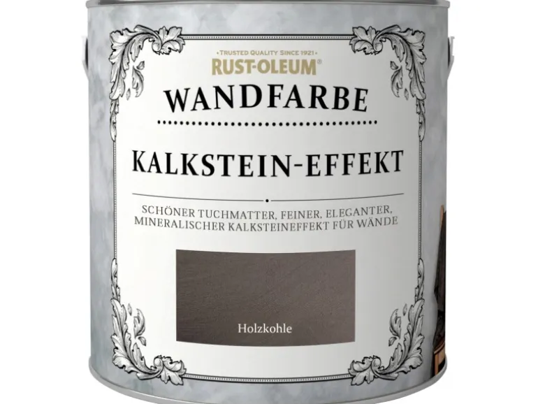 Rust-Oleum Wandfarbe Kalkstein-Effekt Holzkohle 2,5 l