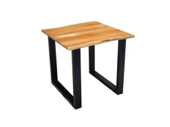 SAM Esstisch Baumkante Massiv Akazie Natur 80 x 80 Schwarz QUINN