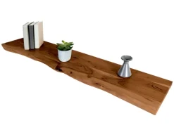 SAM Holzplatte Arya mit Echter Baumkante Einseitig 140 x 30 cm Akazienholz Nussbaum