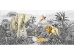 Sanders & Sanders Poster Dschungeltiere Grau 0,75 x 1,7 m 601265