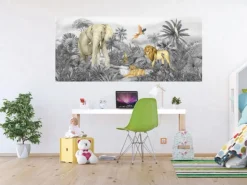 Sanders & Sanders Poster Dschungeltiere Grau 0,75 x 1,7 m 601265