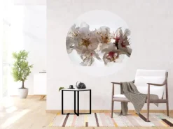 Sanders & Sanders Selbstklebende Runde Tapete Blumen Weiß und Rosa Ø 140 cm 601130