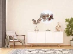 Sanders & Sanders Selbstklebende Runde Tapete Blumen Weiß und Rosa Ø 70 cm 601093